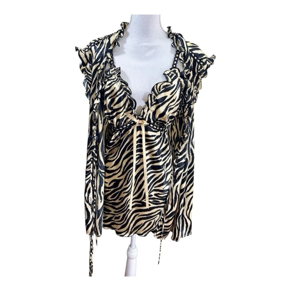 Seductive Wear by Cinema Etoile Satin Pajamas Set Medium Chemise + Robe Feminine